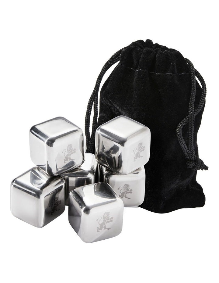 Cocktail & Co Reusable Ice Cubes Set of 6 Gift Boxed in Stainless Steel