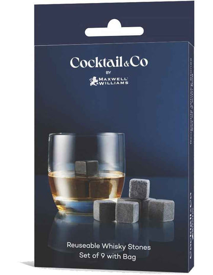 Cocktail & Co Reusable Whisky Stone Set of 9 Gift Boxed in Charcoal