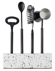 Cocktail & Co Royce Bar Tool Set 4 Pieces Gift Boxed in Black/Terrazzo