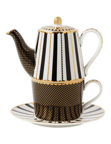 Teas & C's Regency Tea for One With Infuser 340ml in Black