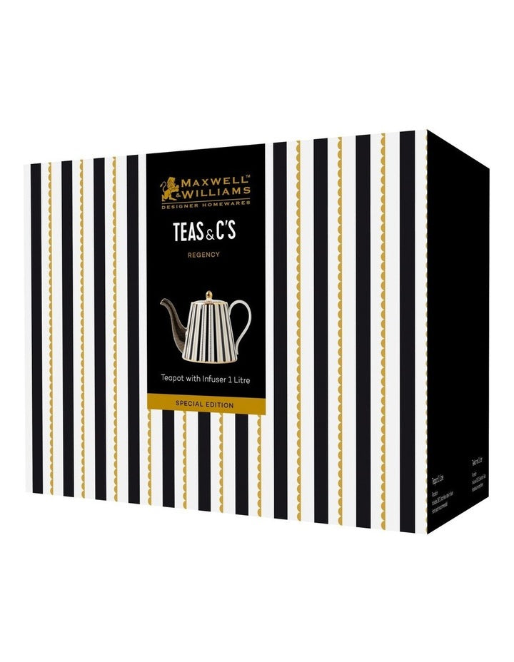 Teas & C's Regency Teapot With Infuser 1L Gift Boxed in Black