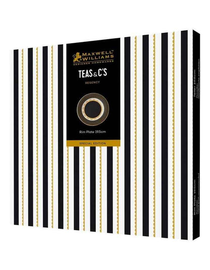 Teas & C's Regency Rim Plate 19.5cm Gift Boxed in Black