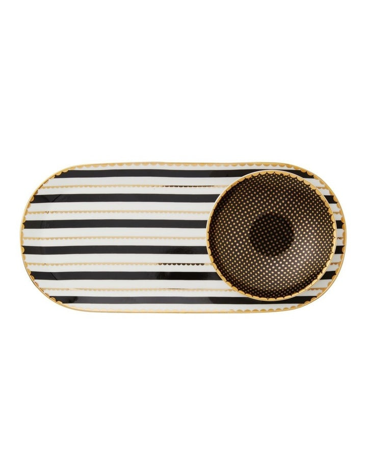 Teas & C's Regency Platter & Dish Set Gift Boxed in Black