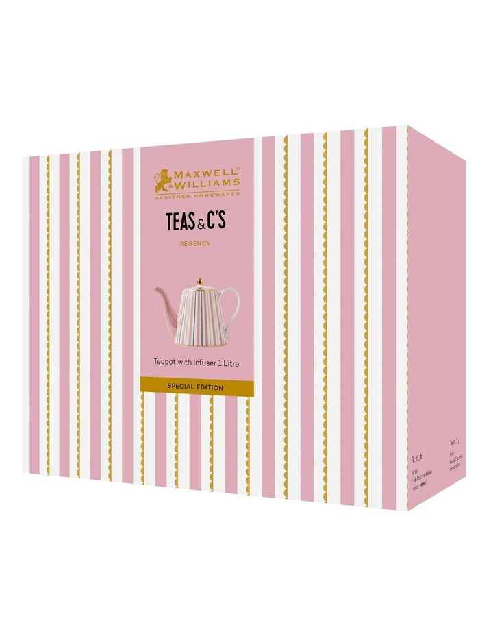 Teas & C's Regency Teapot With Infuser 1L Gift Boxed in Pink