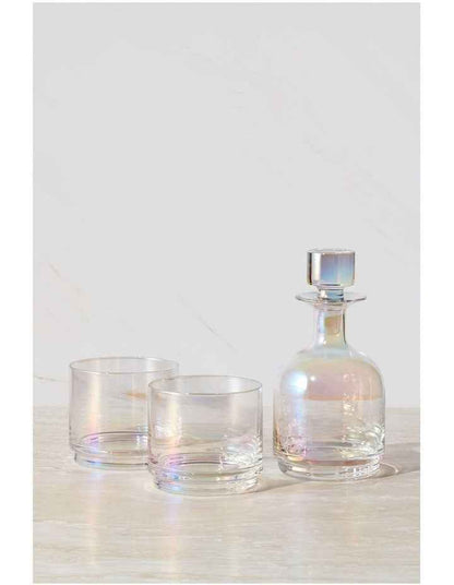 Glamour Stacked Decanter Set 3 Piece in Iridescent