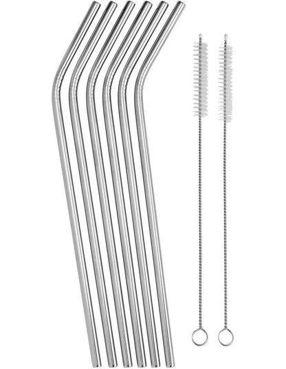 Cocktail & Co Reusable Straw Set of 6 With Brush Gift Boxed in Stainless Steel