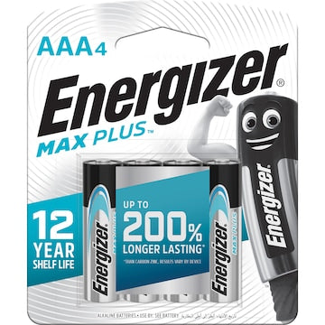 Energizer Max Plus High Performance AAA Alkaline Batteries 4 pack