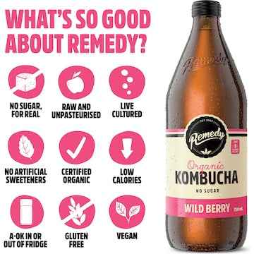Remedy Kombucha Wild Berry 750mL