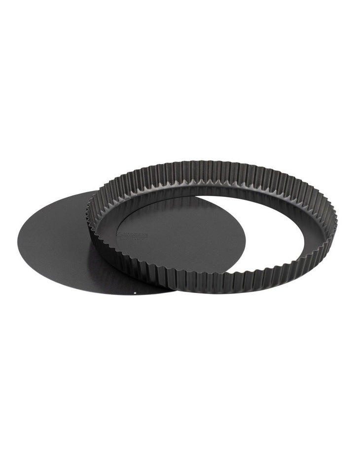 Baker Maker Non-Stick Loose Base Round Quiche Pan 30cm in Black