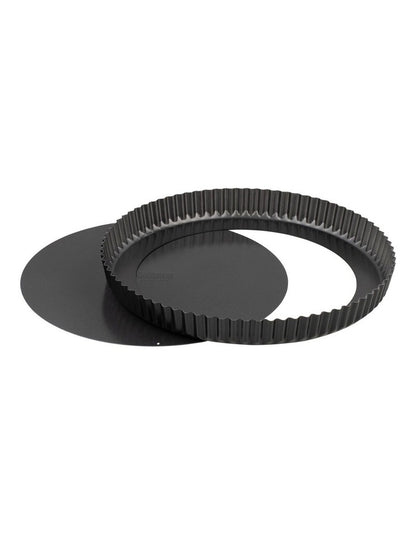 Baker Maker Non-Stick Loose Base Round Quiche Pan 30cm in Black