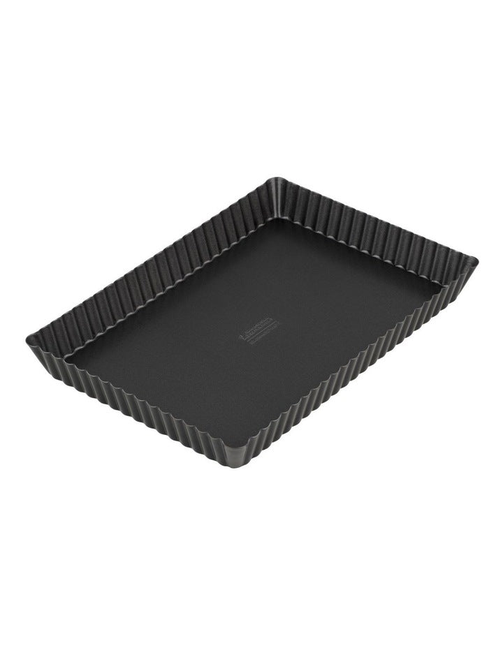 Baker Maker Non-Stick Loose Base Rectangular Tart/Quiche Pan 32x22cm in Black