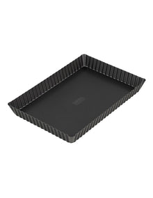 Baker Maker Non-Stick Loose Base Rectangular Tart/Quiche Pan 32x22cm in Black