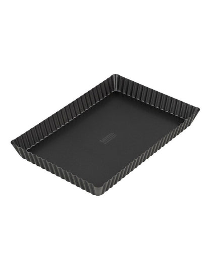 Baker Maker Non-Stick Loose Base Rectangular Tart/Quiche Pan 32x22cm in Black
