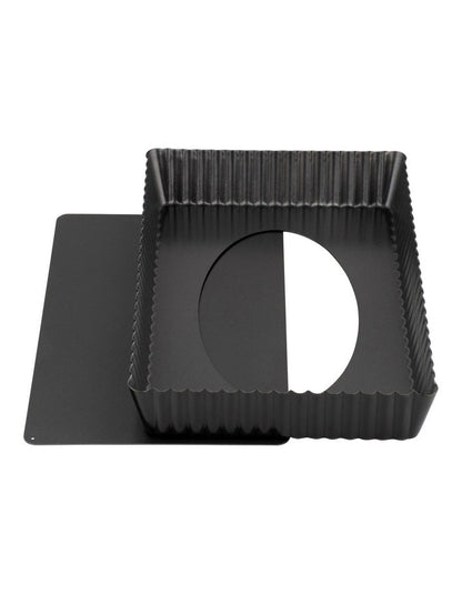 Baker Maker Non-Stick Loose Base Rectangular Tart/Quiche Pan 32x22cm in Black