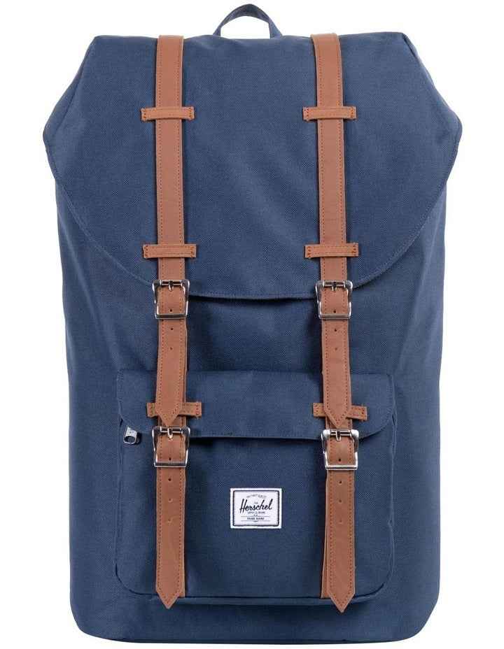 Little America Synthetic Leather 25L Backpack in Navy/ Tan