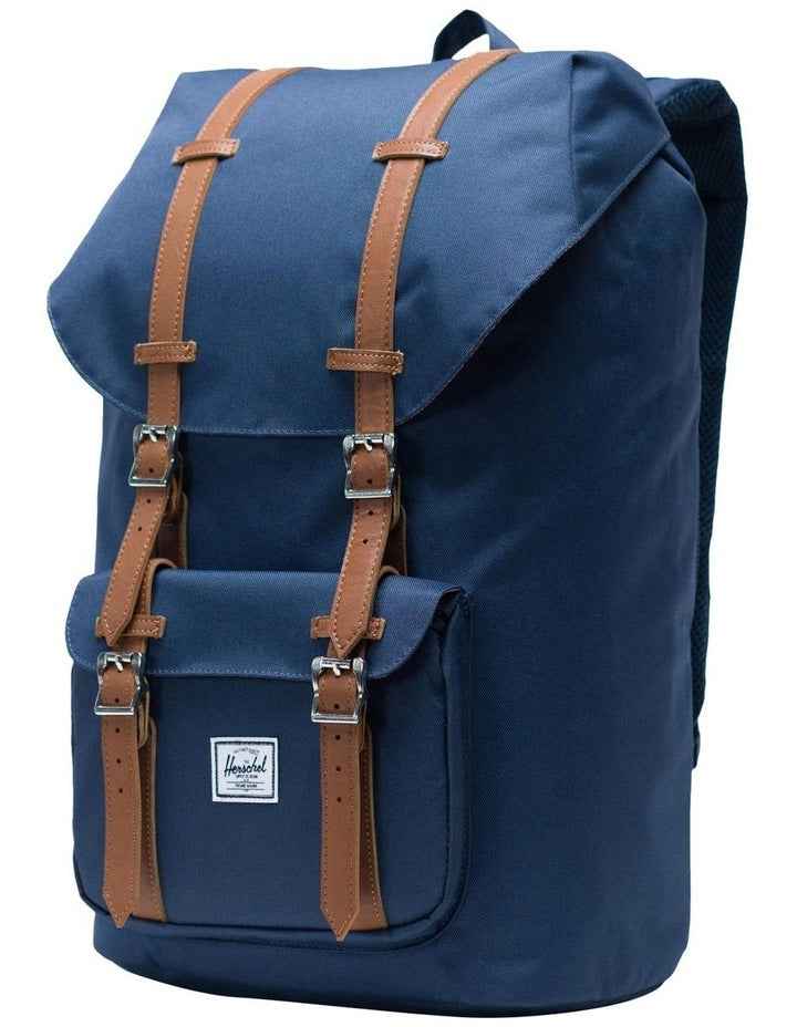 Little America Synthetic Leather 25L Backpack in Navy/ Tan