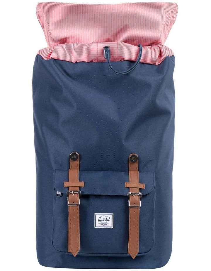 Little America Synthetic Leather 25L Backpack in Navy/ Tan