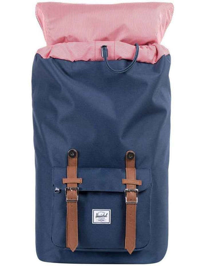 Little America Synthetic Leather 25L Backpack in Navy/ Tan