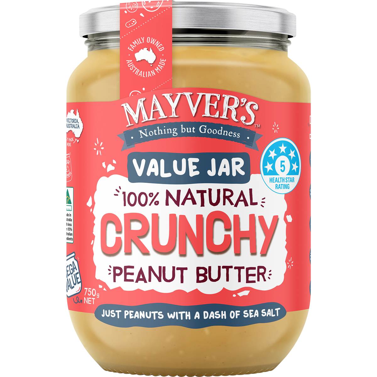 Mayver's Crunchy Peanut Butter 750g