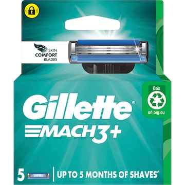 Gillette Mach 3+ Razor Blades Replacement Cartridges 5 pack