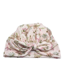 Vintage Floral Print Broderie Turban in Pink