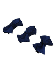 School Rules Ribbon Hair Clip 3 Pack in Navy