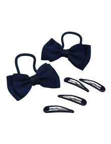 Hair Tie & Clip Set in Navy