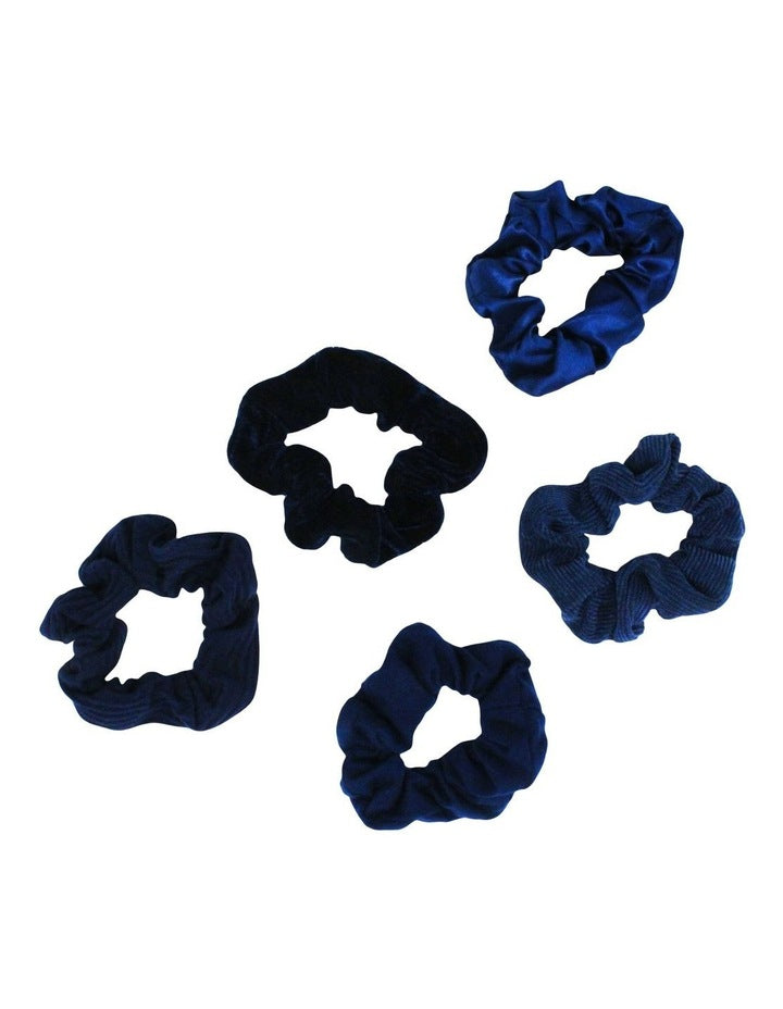 Mix Scrunchie 5 Pack in Navy