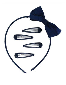 Headband & Snap Clips Set in Navy
