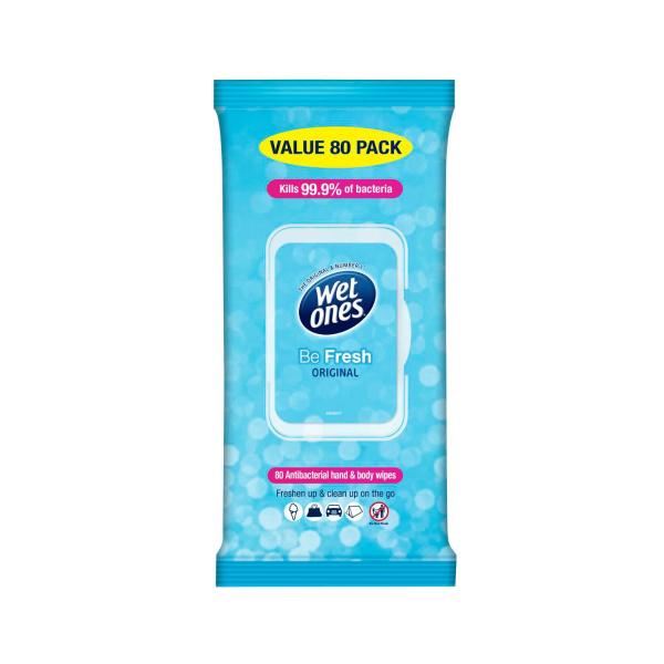 WET ONES ANTIBACTERIAL HAND WIPES BE FRESH 80PK