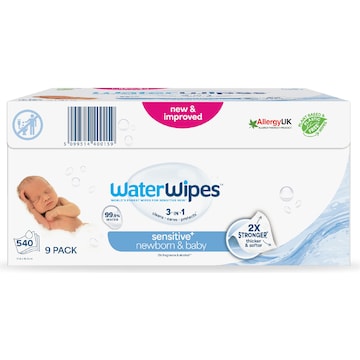 WaterWipes Baby & Newborn Sensitive Wipes 9 x 60 pack