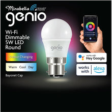 Mirabella Genio Wifi Dimmable 5w Led Round Bayonet Cap Each
