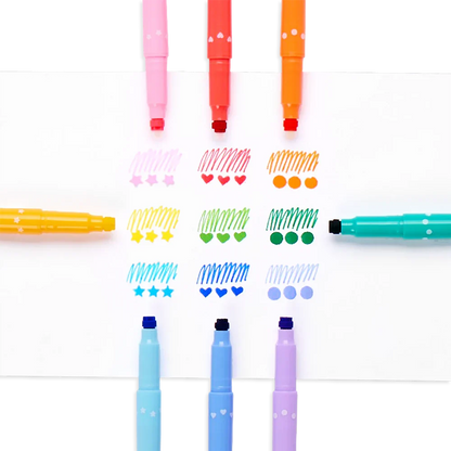 Ooly Confetti Stamp 9 Double Sided Felt tip Markers Stationary Art and craft for kids 6yrs+