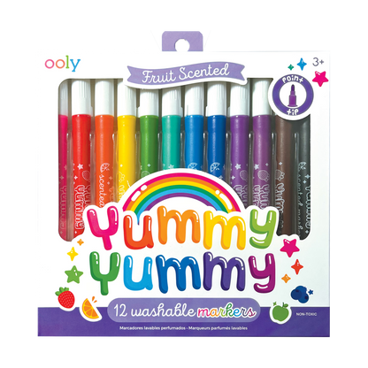 Ooly Yummy Yummy 12 Washable Fruit Scented Markers Point Tip Stationary Art and craft for kids 3yrs+