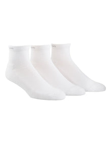 Cotton Bamboo Athletic Quarter Socks 3-Pack in White