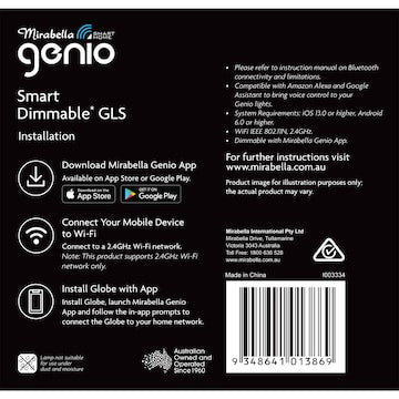Mirabella Genio Wifi Dimmable 9W Led Gls Edison Screw each