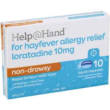 Help@Hand Hayfever Allergy Relief Loratadine Liquid Capsules 10 pack