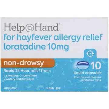 Help@Hand Hayfever Allergy Relief Loratadine Liquid Capsules 10 pack