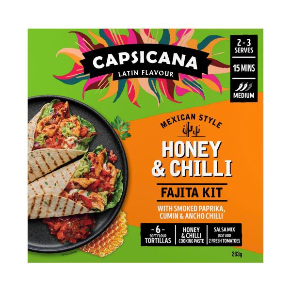 CAPSICANA MEXICAN STYLE HONEY & CHILLI FAJITA KIT 263G
