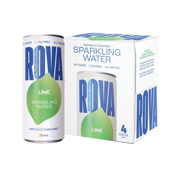 ROVA SPARKLING WATER CANS 4X250ML:LIME:.:1 LITRE