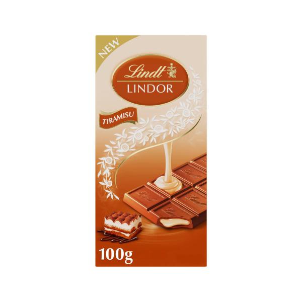 LINDT LINDOR TIRAMISU MILK CHOCOLATE BLOCK 100G