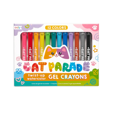 Ooly 12 Cat Parade Twist-Up Watercolour Gel Crayons Stationary Art and craft for kids 3yrs+