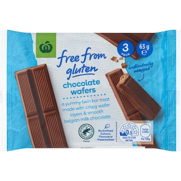 Woolworths Free From Gluten Choc Coated Wafer 63g