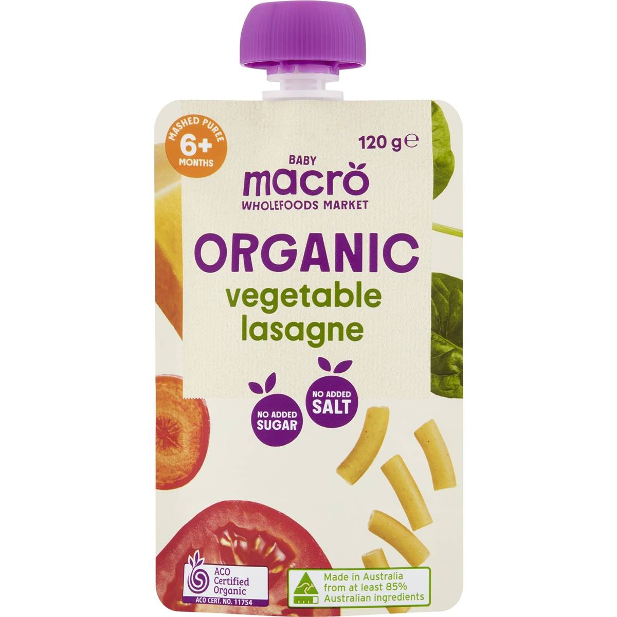 Macro Organic Baby Food Vegetable Lasagna 6m 120g