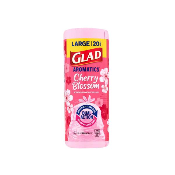 GLAD AROMATICS KITCHEN TIDY BAGS CHERRY BLOSSOM LARGE 20 PACK