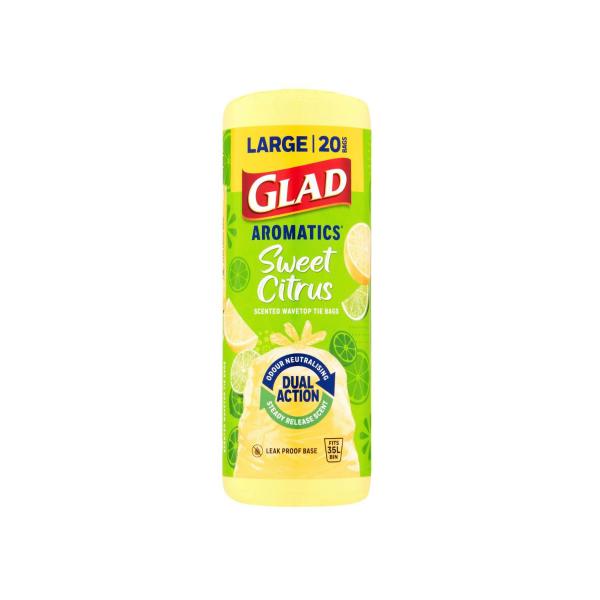 GLAD AROMATICS KITCHEN TIDY BAGS SWEET CITRUS LARGE 20 PACK