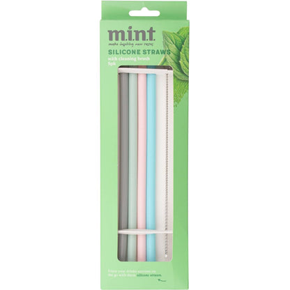 MINT Silicone Straws With Cleaning Brush 5 Pack