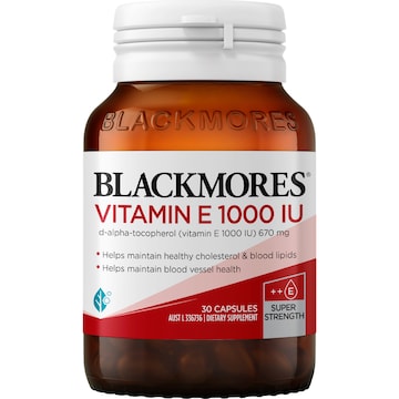 Blackmores Vitamin E 1000IU Cholesterol Health Capsules 30 pack