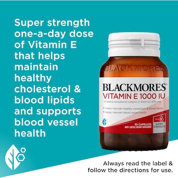 Blackmores Vitamin E 1000IU Cholesterol Health Capsules 30 pack