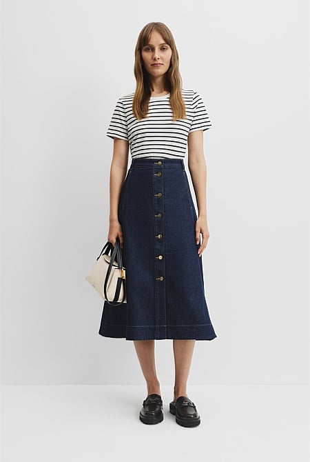 Australian Good Earth Cotton Slub Stripe T-Shirt